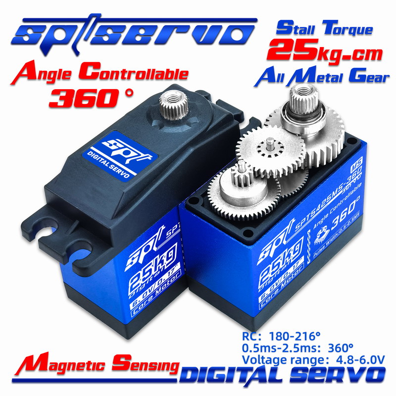 SPT5425MS-360/Magnetic Sensing/Angle controllable/360°/25kg/Large torque/Remote control car/Robot/Large angle/Servo